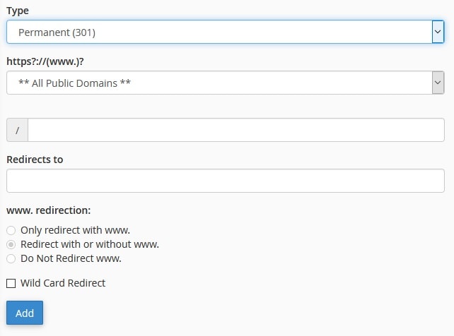 cPanel Addon Domain form