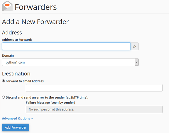 Cpanel add email forwarder