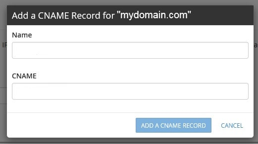 CNAME Record Prompt