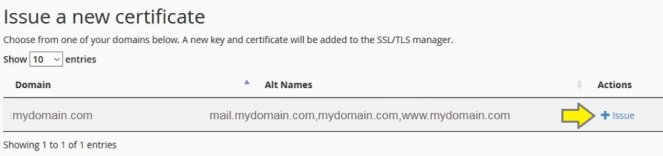 Issue a New Certificate