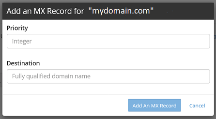 Add MX Record Destination