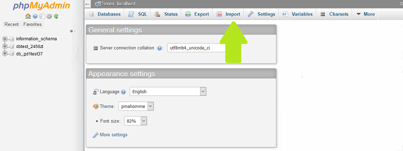 phpMyAdmin Database Import