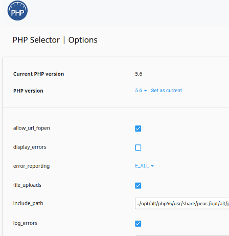 Switch to PHP Options